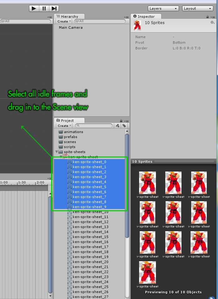 Managing 2D animation states in Unity3D : Part 1 – Creating animations from  Sprite Sheets – John Stejskal : Software and Game Developer